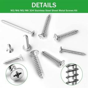 img 2 attached to 🔩 Premium FOLIV 640PCS M3/M4/M5/M6 Phillips Drive Wood Screw Assortment Kit: 304 Stainless Steel Self Tapping Screws Set with Round Head and Flat Head
