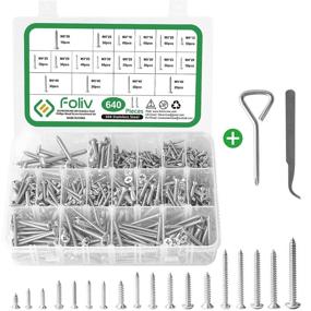 img 4 attached to 🔩 Premium FOLIV 640PCS M3/M4/M5/M6 Phillips Drive Wood Screw Assortment Kit: 304 Stainless Steel Self Tapping Screws Set with Round Head and Flat Head