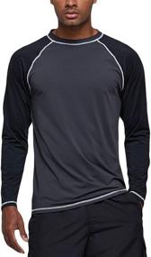 img 3 attached to 👕 Long Sleeve Men's Swim Shirts Rashguard | UPF 50+ UV Sun Protection Shirt | Athletic Workout Running Hiking T-Shirt | Swimwear