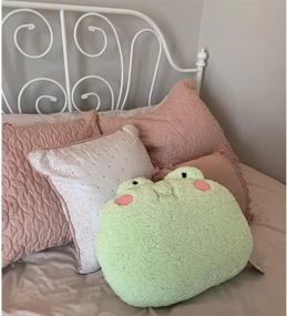 img 1 attached to 🐸 Frog Plush Pillow - Cute Frog Stuffed Animal Cushion Decoration - Soft Frog Plush Toy Throw Pillow - Perfect Birthday or Christmas Gift for Kids, Adults, Girls, and Boys - 15 x 14 inch