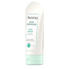 img 2 attached to Aveeno Clear Complexion Cream Facial Cleanser, Salicylic Acid Acne Medicine, Face Wash with Soy Extract for Breakout Prone Skin, Hypoallergenic & Oil-Free, 5 fl. oz