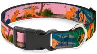 🦁 lion king simba nala growing up scenes dog collar: adjustable sizes for small, medium, large dogs - with buckle-down plastic clip logo