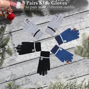 img 1 attached to 🧤 Keep Your Kids Warm and Cozy with YIVIYAR 3 Pairs Kids Winter Gloves: Stretchy Full Finger Wool Lined Knitted Gloves for Boys and Girls in Cold weather