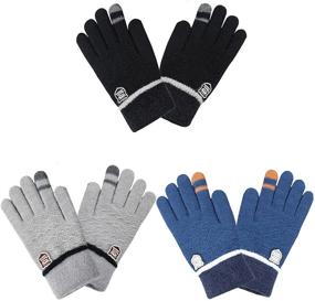 img 4 attached to 🧤 Keep Your Kids Warm and Cozy with YIVIYAR 3 Pairs Kids Winter Gloves: Stretchy Full Finger Wool Lined Knitted Gloves for Boys and Girls in Cold weather