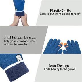 img 2 attached to 🧤 Keep Your Kids Warm and Cozy with YIVIYAR 3 Pairs Kids Winter Gloves: Stretchy Full Finger Wool Lined Knitted Gloves for Boys and Girls in Cold weather