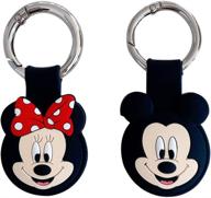 airtag case with cute cartoon design - scratch-resistant protective cover for airtag key finder phone finder - 2 pcs (minnie/mickey) with keychain logo