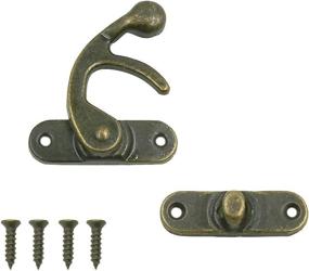 img 1 attached to 🔒 HONJIE 54 x 62mm/2.13" x 2.44" Vintage Right Latch Hook Hasp in Bronze Tone – Set of 2 with Screws for Wood Jewelry Box