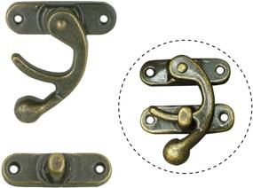 img 4 attached to 🔒 HONJIE 54 x 62mm/2.13" x 2.44" Vintage Right Latch Hook Hasp in Bronze Tone – Set of 2 with Screws for Wood Jewelry Box