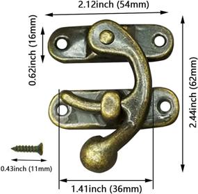 img 3 attached to 🔒 HONJIE 54 x 62mm/2.13" x 2.44" Vintage Right Latch Hook Hasp in Bronze Tone – Set of 2 with Screws for Wood Jewelry Box