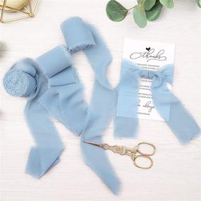 img 1 attached to 🎀 Doris Home Handmade Dusty Blue Chiffon Silk-Like Ribbon Set - Ideal for Wedding Invitations, Bouquets, Gift Wrapping - 2" x 7Yd - Pack of 3 Rolls