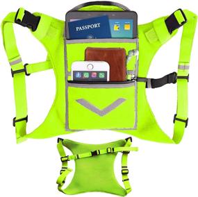 img 4 attached to 🎒 Lime Green Reflective Mini Backpack Vest for Men & Women - 360° Hi-Viz, Holds Accessories and iPhone, Android, iPad Mini - Lightweight Adjustable Gear for Fitness, Walking, Cycling, Hiking, and More!