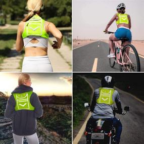 img 1 attached to 🎒 Lime Green Reflective Mini Backpack Vest for Men & Women - 360° Hi-Viz, Holds Accessories and iPhone, Android, iPad Mini - Lightweight Adjustable Gear for Fitness, Walking, Cycling, Hiking, and More!