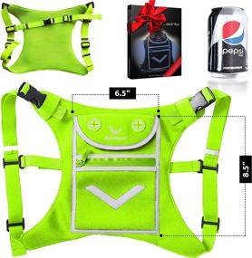 img 2 attached to 🎒 Lime Green Reflective Mini Backpack Vest for Men & Women - 360° Hi-Viz, Holds Accessories and iPhone, Android, iPad Mini - Lightweight Adjustable Gear for Fitness, Walking, Cycling, Hiking, and More!