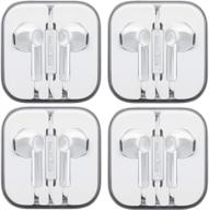 versatile stereo earphone headphones with microphone - classic earbuds for mp3, tablets, and cell phones - 4 pack (white) logo