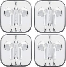 img 4 attached to Versatile Stereo Earphone Headphones with Microphone - Classic Earbuds for MP3, Tablets, and Cell Phones - 4 Pack (White)