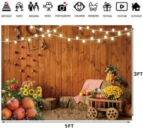 img 1 attached to 🍂 Captivating LTLYH 5X3FT Fall Thanksgiving Backdrop - Rustic Wooden Floor Barn, Golden Pumpkin Harvest Photography - Perfect Halloween Seamless Studio Prop 114