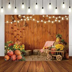 img 3 attached to 🍂 Captivating LTLYH 5X3FT Fall Thanksgiving Backdrop - Rustic Wooden Floor Barn, Golden Pumpkin Harvest Photography - Perfect Halloween Seamless Studio Prop 114