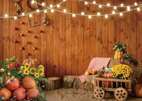 img 2 attached to 🍂 Captivating LTLYH 5X3FT Fall Thanksgiving Backdrop - Rustic Wooden Floor Barn, Golden Pumpkin Harvest Photography - Perfect Halloween Seamless Studio Prop 114