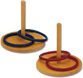 img 1 attached to 🎪 Charming Wooden Ring Toss Set: Classic Game of Skill and Fun!