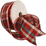 🎀 vibrant red/white/aqua morex ribbon 7380 color chic plaid ribbon - 2.5" x 50 yards logo