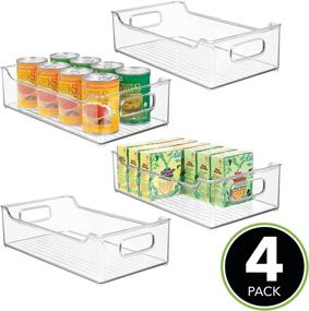 img 3 attached to 📦 mDesign Large Plastic Storage Bins with Handles - Ideal for Kitchen Organization in Pantry, Cabinet, Refrigerator or Freezer Shelves - Food Organizer for Fruits, Yogurt, Squeeze Pouches - Pack of 4 - Clear