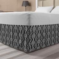 🔲 ambesonne tribal elastic bed skirt with black and white aztec style motif background - monochrome wrap around fabric bedskirt dust ruffle for bedroom - queen size, black white logo