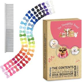 img 4 attached to 🐶 The Thoughtful Brand 50 Dog Bows with Rubber Bands - Gentle yet Durable Dog Hair Bows (25 Pairs) - Prevent Hair Pulling - Premium Dog Bows for Girls - Bonus Grooming Comb Included