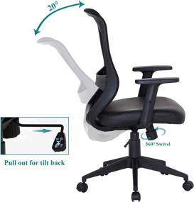 img 2 attached to VECELO Office Computer Desk Chair: Padded Seat Cushion, Adjustable Armrest, Ergonomic Lumbar Support - Black