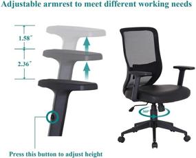 img 1 attached to VECELO Office Computer Desk Chair: Padded Seat Cushion, Adjustable Armrest, Ergonomic Lumbar Support - Black