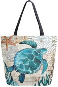 img 4 attached to Naanle Ocean Turtle Canvas Tote Bag: Large Women's Casual Shoulder Handbag for Outdoors