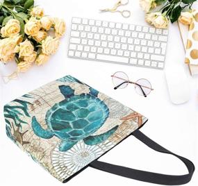 img 1 attached to Naanle Ocean Turtle Canvas Tote Bag: Large Women's Casual Shoulder Handbag for Outdoors