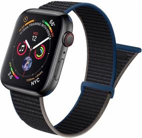 img 4 attached to 📱 Aipeariful Nylon Solo Loop for Apple Watch Band 38mm 40mm 42mm 44mm - Adjustable Sport Braided Strap with Breathable Elastics for Women/Men - iWatch Series SE/6/5/4/3/2/1 - Charcoal - 38mm/40mm