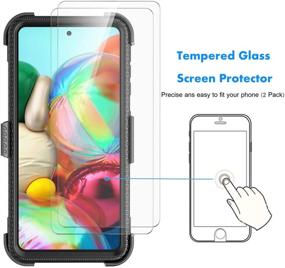 img 1 attached to 📱 Njjex Rugged Case for Samsung Galaxy A71 5G + Tempered Glass Screen Protector [2 Pack] | Nbeck Shockproof Heavy-Duty Cover with Locking Swivel Holster Belt Clip & Kickstand - Black