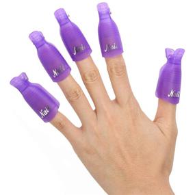 img 1 attached to 💅 40Pcs Plastic Nail Art Soak Off Clip Caps UV Gel Polish Removal (Purple) - Convenient Nail Polish Remover Clips
