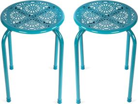 img 3 attached to 🪑 dar Living Daisy Metal Stool, Capri Breeze (2-Pack): Stylish and Functional Seating Set