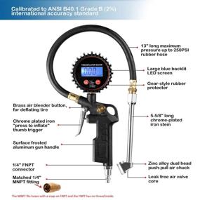 img 3 attached to 🚗 Цифровой автомобильный ниппельный профилактик с манометром и светодиодным дисплеем и двойным съемным штырьком - идеально подходит для грузовиков, автомобилей, мотоциклов, домов для отдыха, велосипедов и автобусов.