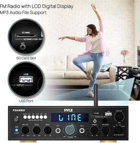 img 1 attached to 🔊 200W Dual Channel Wireless Bluetooth Power Amplifier System - Sound Audio Stereo Receiver with USB, SD, AUX, MIC including Echo, Radio, LCD - Ideal for Home Theater, RCA, Studio Usage - Pyle PDA6BU.6