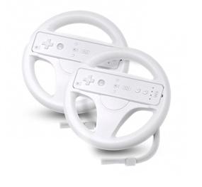 img 2 attached to Beastron Mario Kart Racing Wheel Bundle for Nintendo Wii - 2 White Color Sets