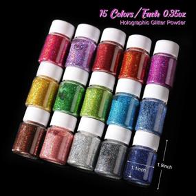 img 2 attached to LET'S RESIN 15 Colors Holographic Glitter: Vibrant Fine Glitter Powder for Epoxy, Slime, Tumblers, Nail Art