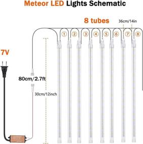 img 2 attached to 🎄 JJGoo 2 Pack Meteor Shower Lights, Falling Rain Lights with 192 LEDs, 12inch 8 Tube Icicle String Lights for Christmas Trees, Halloween Decoration, Holiday Wedding, Valentine's Day – Green