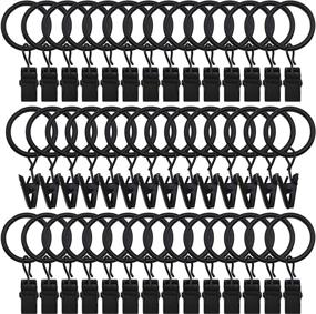 img 4 attached to 🎠 Vintage Black Curtain Rings with Clips - Set of 42 | Rustproof & Compatible with 5/8 inch Rod | Decorative Drapery Accessories