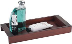 img 4 attached to 🎍 Bamboo Storage Organizer Tray for Bathroom Vanity Countertops – Versatile Holder for Essentials, Accessories, and Guest Towels – Stylish Espresso Brown Finish by mDesign