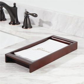 img 2 attached to 🎍 Bamboo Storage Organizer Tray for Bathroom Vanity Countertops – Versatile Holder for Essentials, Accessories, and Guest Towels – Stylish Espresso Brown Finish by mDesign