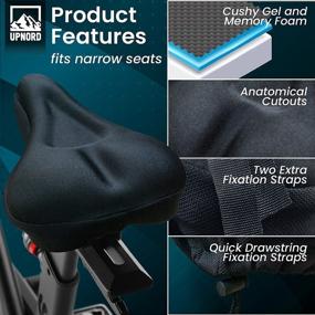 img 2 attached to 🚴 UpNord Bike Seat Cushion - Comfortable Gel Memory Foam Cover for Peloton, Stationary, Mountain, and Other Bicycles - Men and Women - Soft Exercise and Cycling Spin