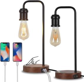 img 4 attached to 💡 Convenient Set of 2 Touch Control Industrial Desk Lamps with USB Port and 3 Way Bulb Included – Ideal for Living Room, Bedroom, College Dorm