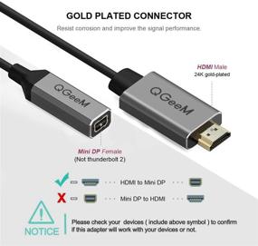 img 2 attached to 🔌 Адаптер преобразователя HDMI в Mini DisplayPort - QGeeM 4K x 2K HDMI мужской в Mini DP женский, совместимый с двойным режимом DisplayPort 1.2 и HDMI 1.4 от VESA, для систем с поддержкой HDMI.