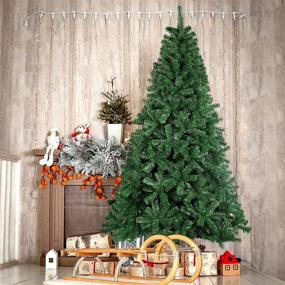 img 4 attached to 🎄 Premium 7.5FT Unlit Artificial Christmas Tree with 1,400 Branch Tips for Home and Party Decoration – Easy Assembly and Metal Hinges included.