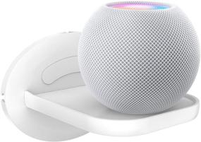 img 4 attached to Практичный настенный полка HomeMount для HomePod Mini, Google WiFi и умных домашних динамиков - удобное размещение кабеля, прочное и стильное [белый]