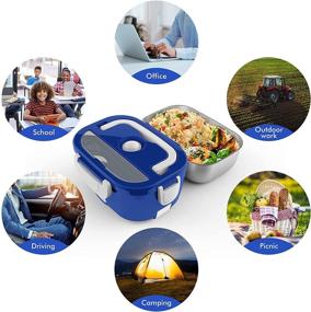 img 1 attached to 🍱 COCOBELA Electric Lunch Box for Car and Home - Portable Food Warmer, 55W Rapid Food Heater for Adults with Removable Stainless Steel Container, 2 Compartments, Fork & Spoon