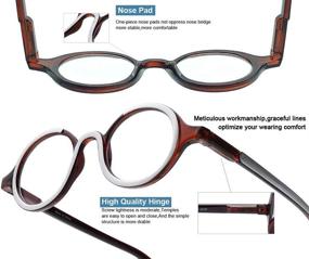 img 1 attached to 👓 Computer Blue Light Blocking Glasses - 2 Pack: Ultra-Lightweight Eyeglasses to Reduce Eye Fatigue, Men and Women Readers, Spring Hinge, Retro Round Style, +1.75x Magnification, Brown/Blue